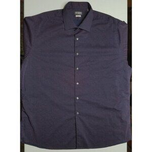 Van Heusen Flex Long Sleeve Button Up Stretch Blue Floral Shirt Men's XL 17.5